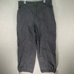 DKNY JEANS Mens Cargo Pants Black Elastic Waist Drawstring Ankle Size XL